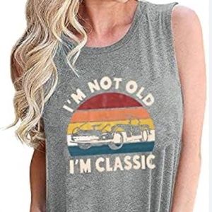 Kiddad Womens I’m Not Old I’m Classic Cartoon Car Sleeveless Tee:NEW